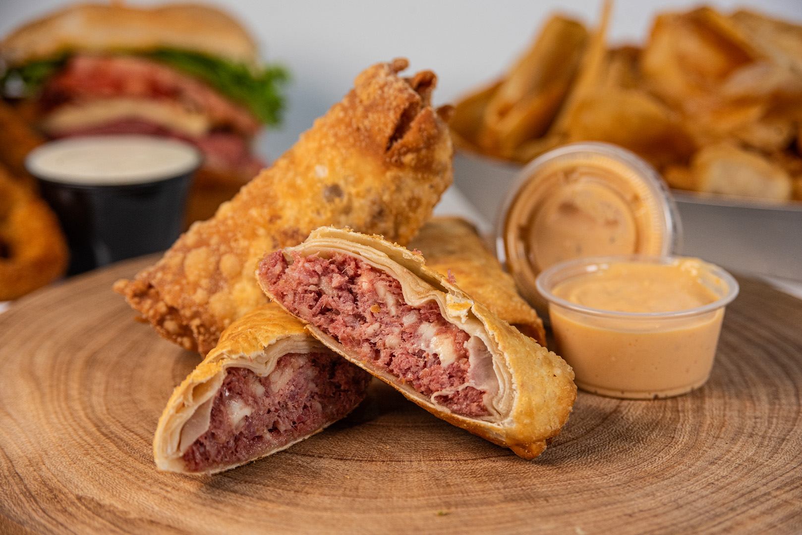 Corned Beef & Swiss Egg Rolls